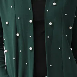 KASSUALLY Green Embellished Long Shrug image 5