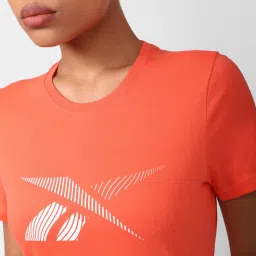 Reebok Orange Cotton Printed T-Shirt image 5