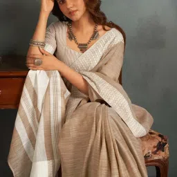 Elora Brown Silk Woven Saree With Unstitched Blouse image 5