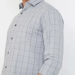 Park Avenue Medium Grey Slim Fit Checks Shirt image 5