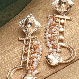 Karatcart Rose-Gold Tone Drop Earrings for Women-picture-30