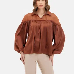 Kazo Brown Regular Fit Top-image-25