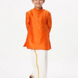 Ramraj Boys Orange Cream Kurta & Dhoti Set-picture-48