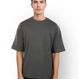 celio celio* Dark Grey Loose Fit Oversized Crew T-Shirt-picture-26