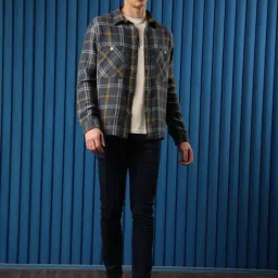 Rare Rabbit Grey Cotton Checked Regular Fit Jacket image 4