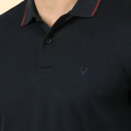 Allen Solly Navy Cotton Regular Fit Texture Polo T-Shirt image 4