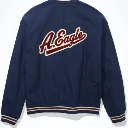 American Eagle Blue Cotton Regular Fit Printed Jacket image 4