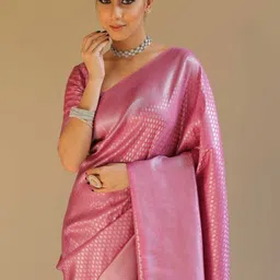 Jhumki creation Woven Design Zari Silk Blend Saree image 3