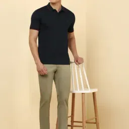 Allen Solly Navy Cotton Regular Fit Texture Polo T-Shirt image 5