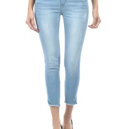 NUMERO UNO Light Blue Denim Distressed Skinny Fit Mid Rise Jeans-picture-24