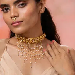 Shaya 92.5 Sterling Silver Yellow Gold Shaadi Squad Dilliwali Girlfriend Choker for Women-image-17