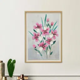 @home Pink Canvas 3D Flowers Wall Painting-image-3