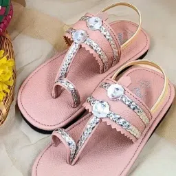 Madras Trunk Kids Pink & Silver Toe Ring Sandals-picture-22