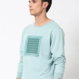 Rare Rabbit Turquoise Regular Fit Graphic Sweatshirt image 4