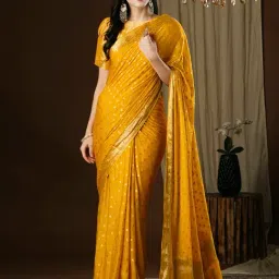 Saree Mall Yellow Woven Sarees With Unstitched Blouse-picture-15