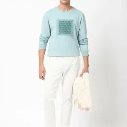 Rare Rabbit Turquoise Regular Fit Graphic Sweatshirt image 5