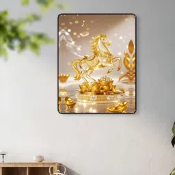 Livin'luxe Gold-Toned & White Horse Success Wall Art-picture-35