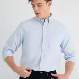 Gant Mens Blue Button Down Collar Full Sleeve Solid Shirt-picture-5