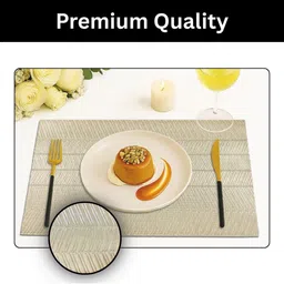 LUXEHOME INTERNATIONAL Gold-Toned 4 Pieces Patterned Heat-Resistant Table Placemats image 3