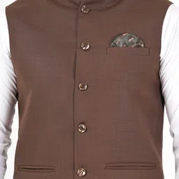 Badoliya & Sons Men Woven Cotton Linen Nehru Jackets image 5