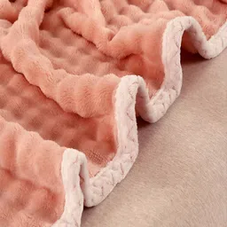 JC HOME Pink Checked AC Room 300 GSM Single Bed Blanket image 5