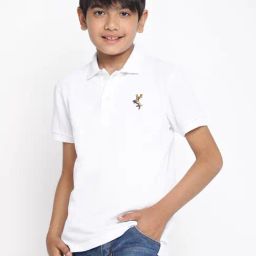 Lil Tomatoes Kids White Solid Polo T-Shirt-picture-2