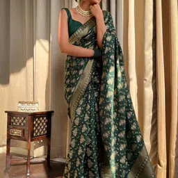 Shriyangan Ethnic Motifs Woven Design Zari Pure Silk Kanjeevaram Saree image 3