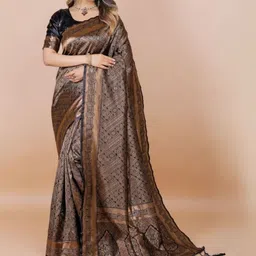 Kesudi Ethnic Motifs Woven Design Zari Banarasi Saree With Blouse Piece-picture-33