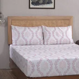 Maspar Printed Peach 400 TC Cotton King Bed Sheet With 2 Pillow Covers-picture-25
