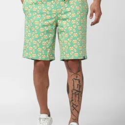 forever 21 Forever21 Green Cotton Regular Fit Printed Shorts-picture-35