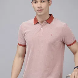 Van Heusen Self Design Textured Slim Fit Polo Collar T-shirt image 1