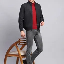 Monte Carlo Men Mock Collar Checked Casual Bomber Jacket image 5