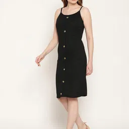 Miaz Lifestyle Women Solid Shoulder Straps Dress image 5