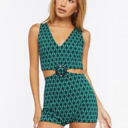 Forever 21 Green Printed Playsuit-image-57