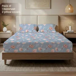 Urban Space Blue Printed Bedsheet Set Double image 2