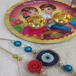 Nutts Set of 4 Thread Rakhis & Pooja Thali image 2