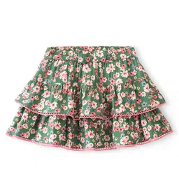 Babyhug Rayon Woven Mid Thigh Length Floral Printed Layered Skirt - Green-picture-25