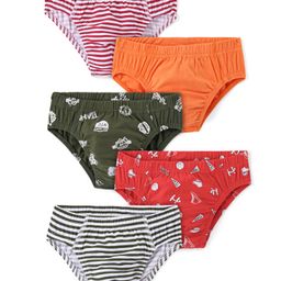 Honeyhap Premium Cotton Elastane Single Jersey Striped Briefs with Bio Finish Pack of 5 - Multicolour-picture-4