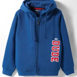 Bodycare Fleece Knit Full Sleeves Hooded Sweatjacket with Dude Print - Navy Blue-image-16