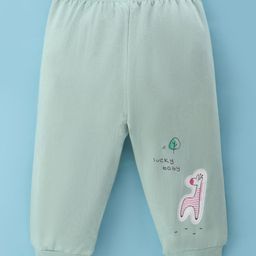 Tango Looper Knit Full Length Lounge Pant with Giraffe & Text Print - Sea Green-picture-26