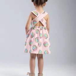 Bonfino 100% Cotton Knit Sleeveless Frock with Floral Print - Pink-picture-10