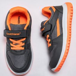Toothless Colour Blocked & Side Taped With Velcro Closure Shoes - Dark Grey-picture-48