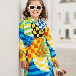Ollington St. 100% Cotton Printed Winterwear One Piece Hooded Full Sleeves Dress - Multicolor-image-26