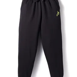 kookie kids india Kookie Kids Terry Knit Full Length Joggers With Joy Print & Pockets - Black-picture-19