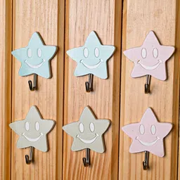 voncasa Von Casa Sticky Hook Set (2 pcs x 3 Sets) ,Star Shape ,Multicolour ,Glossy Finish-picture-10