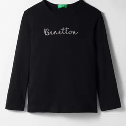 UCB 100% Cotton Knit Full Sleeves Solid T-Shirt with Brand Name Print - Black-picture-15