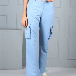 Cutiekins Woven Solid Flared Cargo Pants - Sky Blue-picture-25
