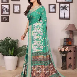The Textile Hub Ethnic Motifs Printed Zari Saree image 2