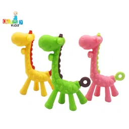 Chinmay Kids Silicone Baby Teether Giraffe and Stand Shape Baby Teething Toy Cartoon BPA Free Teether Yellow & Yellow image 2