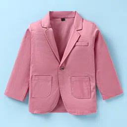 Robo Fry Lycra Knit  Solid Colour T-Shirt Trouser Set with Attached Bow Hat   & Blazer - Pink image 2